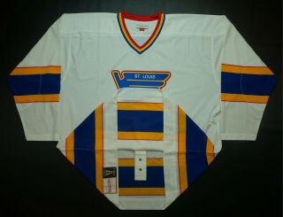 Rare Vintage Mitchell & Ness St.  Louis Blues Authentic Fight Strap Jersey 90s 56