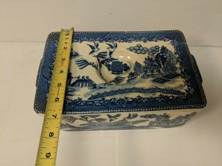 Very Rare Made In Japan Blue Willow Covered - dish / Bread Box moryiama 11