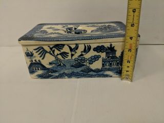 Very Rare Made In Japan Blue Willow Covered - dish / Bread Box moryiama 12