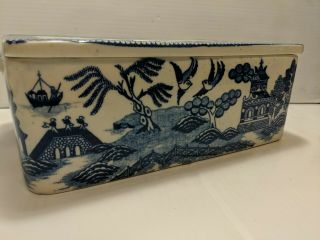 Very Rare Made In Japan Blue Willow Covered - dish / Bread Box moryiama 3