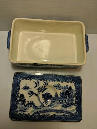 Very Rare Made In Japan Blue Willow Covered - dish / Bread Box moryiama 5