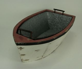 Distressed Wood and Metal Vintage Row Boat Ice Bucket 2