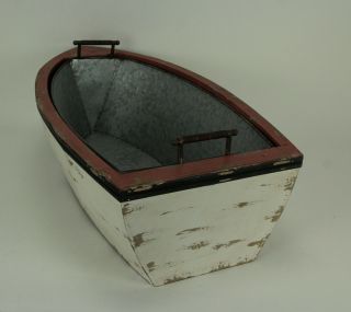 Distressed Wood and Metal Vintage Row Boat Ice Bucket 3