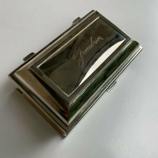 Vintage Greenbrier Hotel Engraved Silver Solder Velvet Lined Presentation Box