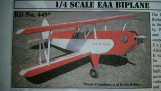 Vintage Balsa Usa 1/4 Scale Eaa Biplane Rc Model Airplane Kit,  Nib
