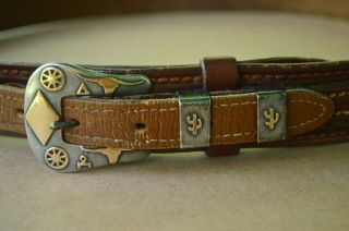 Vintage Sterling Silver And 10kt Gold Western 3 Piece Ranger Belt Buckle Set,  Sm
