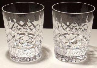 2 Vintage Waterford Crystal Lismore Double Old Fashioned Tumbler Glasses 4 3/8 "