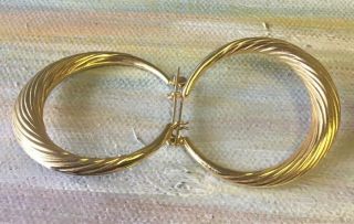 Vtg Solid 14k Yellow Gold Hoop Earrings,  3.  17 Grams