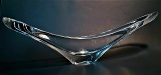 Daum Crystal Elongated Art Glass Bowl Vase Vintage Centerpiece 1950s France