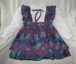 Martha’s Miniatures Purple Blue Plaid Ruffle Twirl Dress Girl 4 Pageant Bell 4