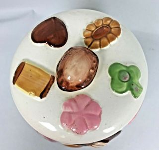 Vintage 1950 ' s COOKIES ALL OVER COOKIE JAR Walnut Finial Lid Ceramic 5