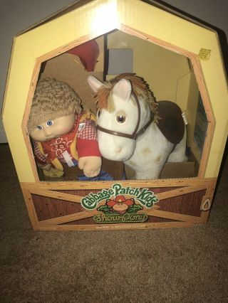 Vintage 1984 Cpk Cabbage Patch Kids Show Pony & Doll W/ Western Outfit Mib