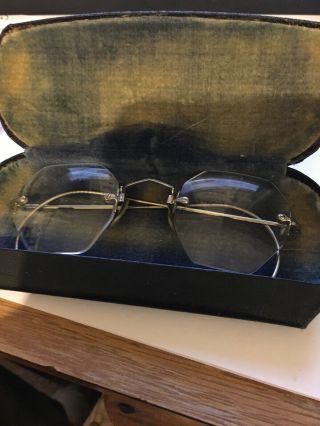 Vintage B & L Solid 14k White Gold Eyeglasses With Case.