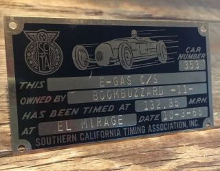 1965 Scta National Timing Association Trophy Plaque El Mirage Vintage Race
