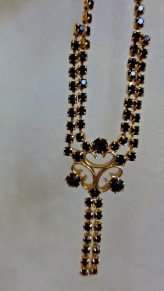 Antique Edwardian Or Art Deco Czech Bohemian Garnet Glass Necklace