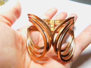 Mid Century Signed Renoir Cuff Bracelet Solid Copper Wire Hinged Vintage