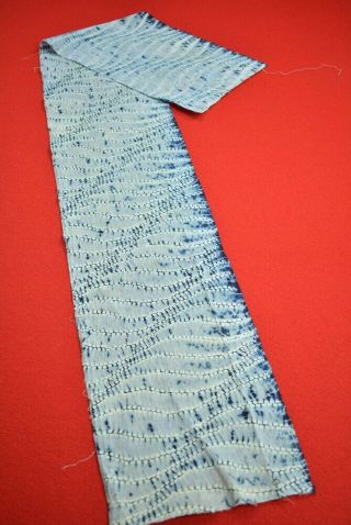 Yt45/35 Vintage Japanese Fabric Cotton Antique Boro Indigo Blue Shibori 47.  6 "
