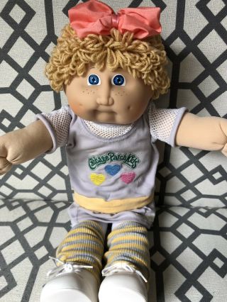 Cabbage Patch Kids Baby Doll Jesmar Spain Girl Golden Loops Blue Eyes 1984 Rare