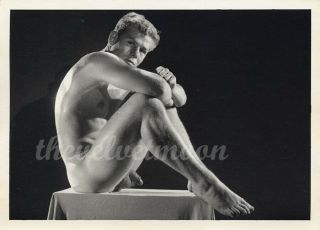 Vintage Male Nude - Bruce Of La Handsome Blonde Seated On Platform In Studio