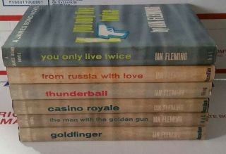 Vintage Set Of Six (6) James Bond Novels - Ian Fleming - British Spy - Bce