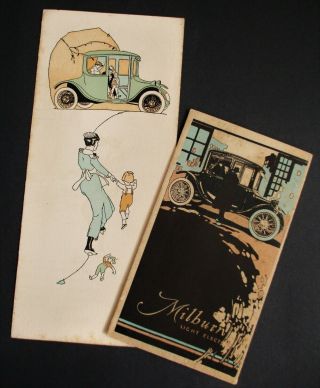 2 Vintage Antique Milburn Wagon Co Light Electric Brougham Auto Sales Brochures