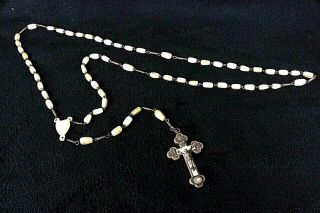 Vintage Rare Relic Mother Of Pearl Rosary With Virgin / Martyr St.  Maria Goretti