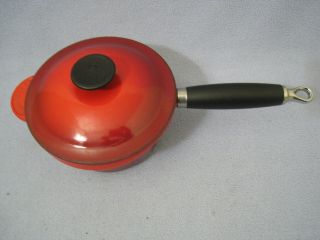 Vintage Red Le Creuset Cast Iron Sauce Pan 1 1/4 Quart