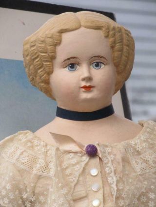 Vintage 27 " Blonde Papier Mache Head Doll,  Molded Hair,  Shoulderhead Restoration