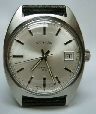 Vintage (1975) All Stainless Steel Garrard 25 Jewel Automatic Gents Wrist Watch