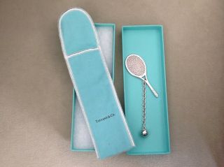 Rare Vintage Tiffany & Co Solid Sterling Silver Tennis Racquet & Ball Key Chain