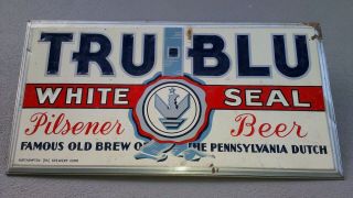 Rare Vintage Tru - Blu White Seal Northampton,  Pa.  Tin On Cardboard Sign