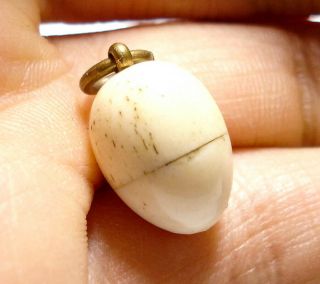 Antique Victorian Bone Egg Charm Pendant Opens