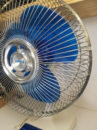 Vintage Galaxy 3 Speed Oscillating Fan 12 Inch Type 12 - 1 Blue Blades Great 3