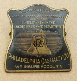 Vintage Philadelphia Casualty Company June 1909 Note Clip Holder Wall Hanger