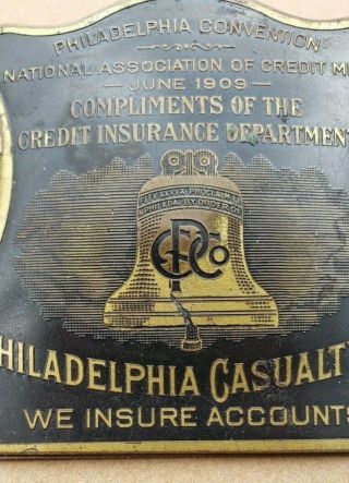 Vintage Philadelphia Casualty Company June 1909 Note Clip Holder Wall Hanger 2