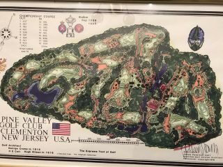 Vintage Pine Valley Golf Club Map Signed By James Izatt - Framed 5