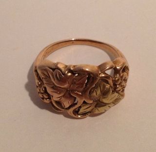 Vintage Black Hills Gold Ring Size 5.  25 Rare 10k 12k Ornate Intricate Old