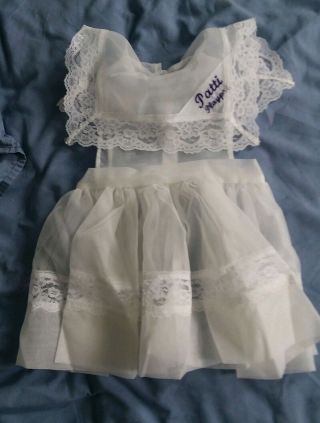 Vintage Clear White Pinafore For Patti Playpal Doll By Ideal 35 " Doll Smock Only