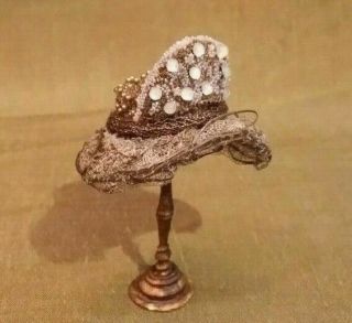 Artisan Miniature Dollhouse Susan Harmon Victorian Ladies Hat & Hat Stand Signed