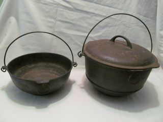 Vintage Griswold Cast Iron Cookware Large Pot No.  3,  Scotch 2 Bowl,  & No.  8 Lid
