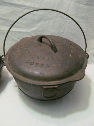 Vintage Griswold Cast Iron Cookware Large Pot No.  3,  Scotch 2 Bowl,  & No.  8 Lid 2