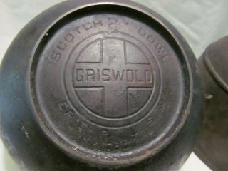 Vintage Griswold Cast Iron Cookware Large Pot No.  3,  Scotch 2 Bowl,  & No.  8 Lid 6