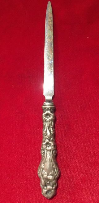 Vintage Gorham Lily Letter Opener W/ Repousse Sterling Silver Handle