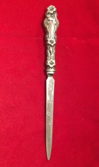 Vintage Gorham Lily Letter Opener W/ Repousse Sterling Silver Handle 2