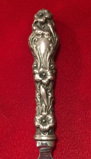 Vintage Gorham Lily Letter Opener W/ Repousse Sterling Silver Handle 3