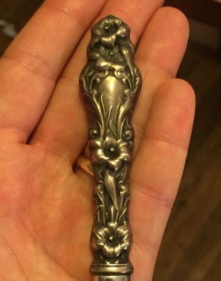 Vintage Gorham Lily Letter Opener W/ Repousse Sterling Silver Handle 6