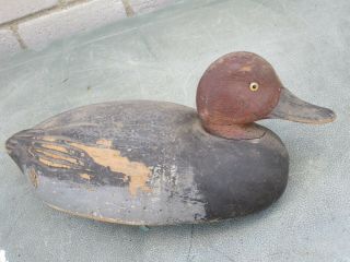 Antique Duck Decoy Solid Wood Glass Eye Vintage Faded Paint Unsigned Nr