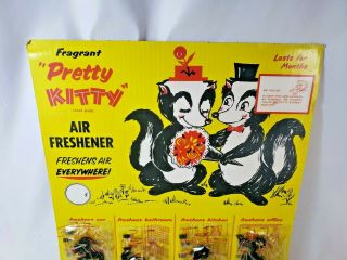 Vintage 1961 Pretty Kitty Skunk Car Air Freshener Store Display w/ Plush Skunks 2