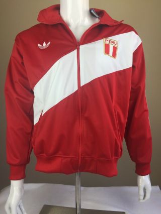 Adidas Vintage Peru Track Jacket Red & White Medium Mens