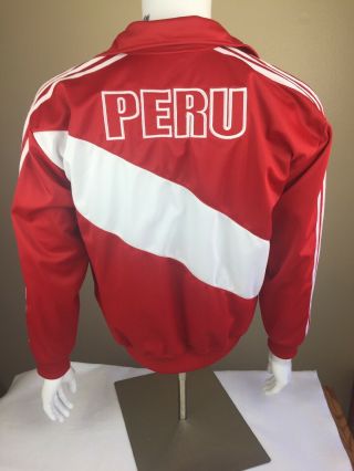 Adidas Vintage Peru Track Jacket Red & White Medium Mens 2